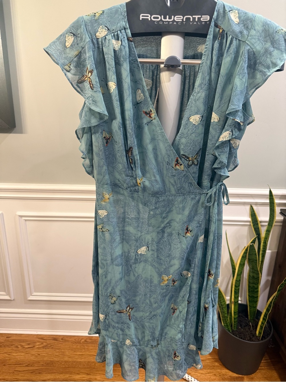 NWT Anthropologie Feather Bone Osuna Butterfly Wrap Dress Turquoise M
